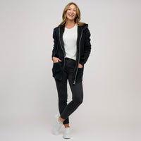 Cable Knit Zip Long Sleeve Hoodie Pom Chloe Sweater