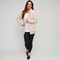Cable Knit Zip Long Sleeve Hoodie Pom Chloe Sweater