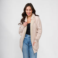 Cable Knit Zip Long Sleeve Hoodie Pom Chloe Sweater