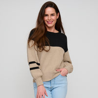 Color Block Sweater Balloon Sleeve Hayley Sweater