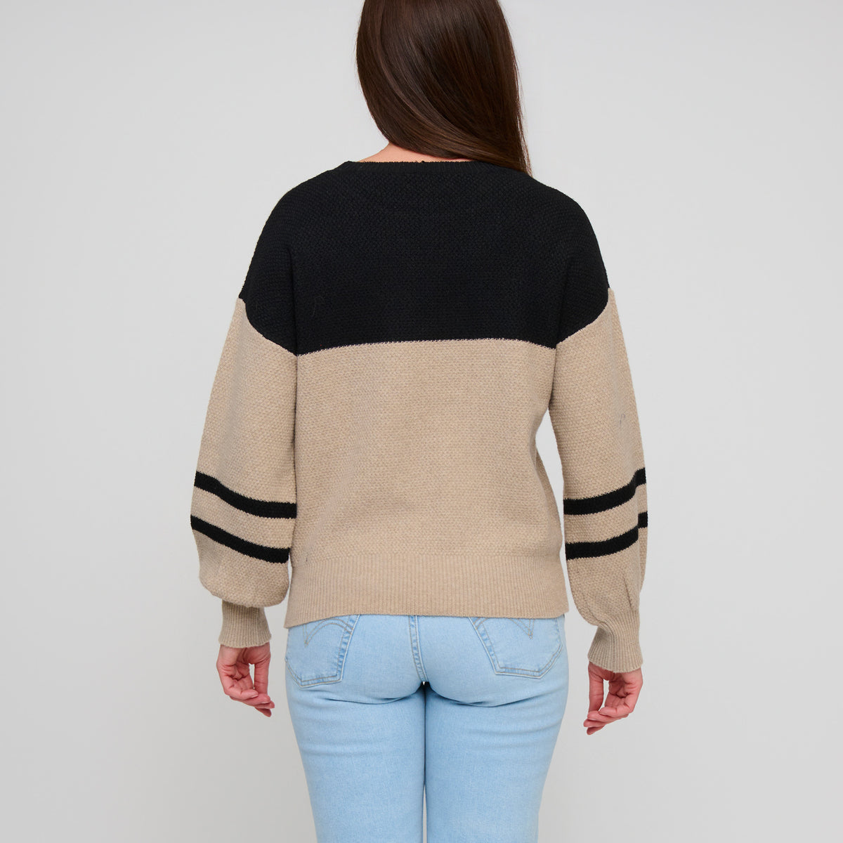 Color Block Sweater Balloon Sleeve Hayley Sweater