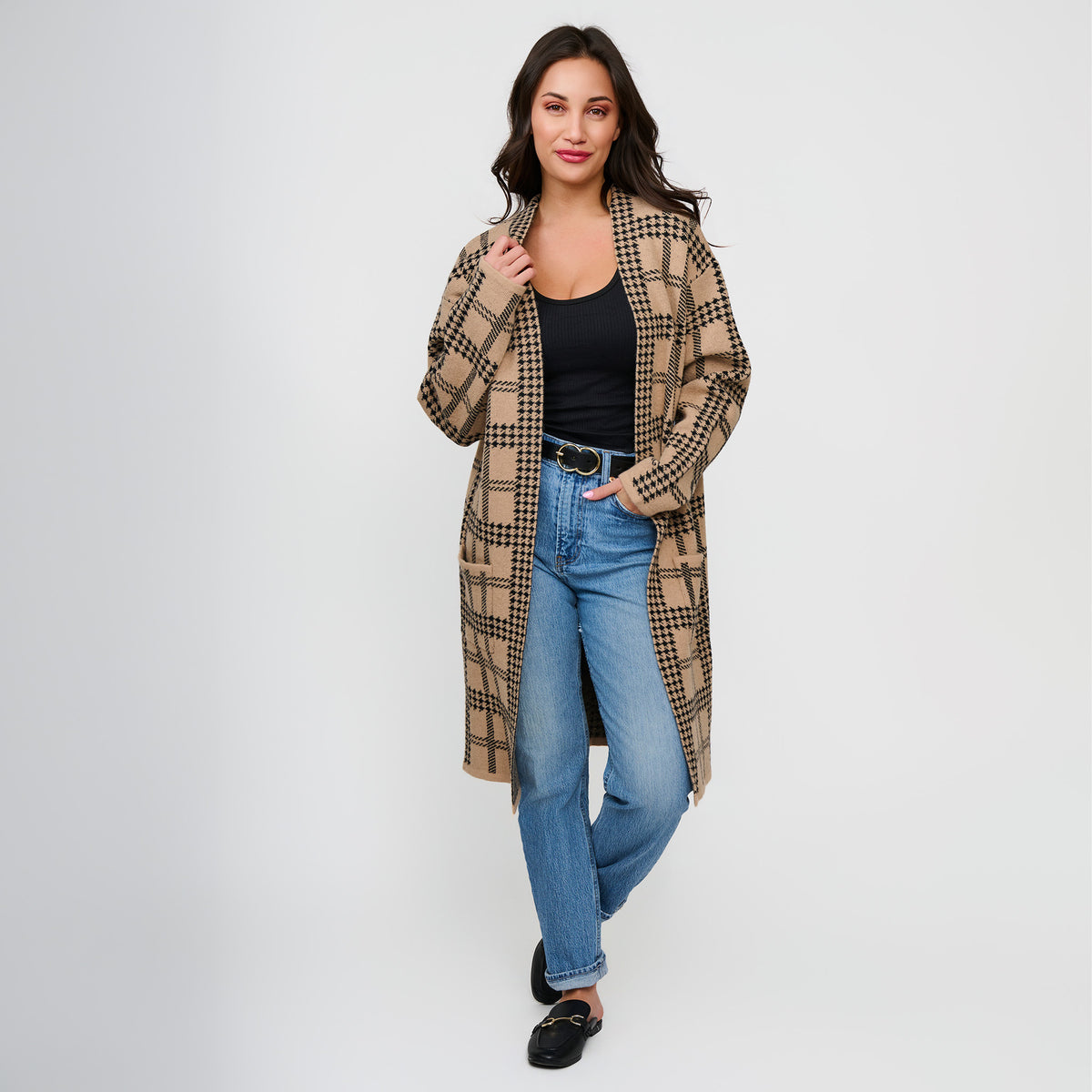Plaid Cardigan Houndstooth Shaye Sweater