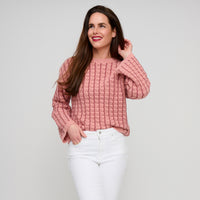 Gingham Knit Sweater Wide Sleeve Dani Sweater