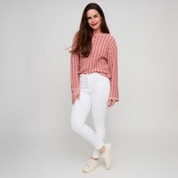 Gingham Knit Sweater Wide Sleeve Dani Sweater