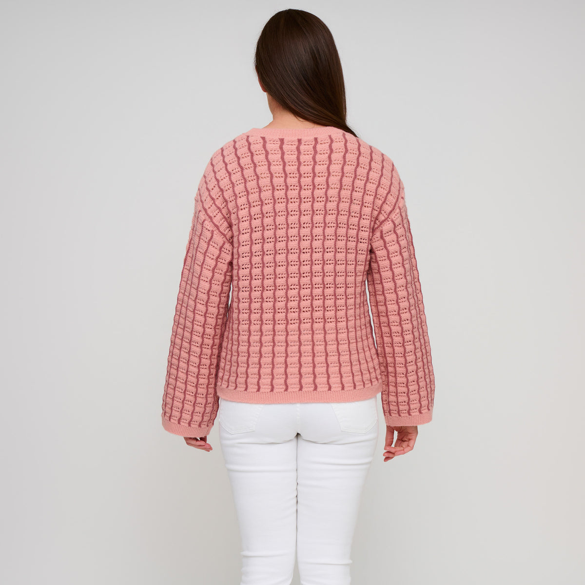 Gingham Knit Sweater Wide Sleeve Dani Sweater