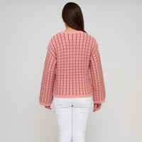 Gingham Knit Sweater Wide Sleeve Dani Sweater