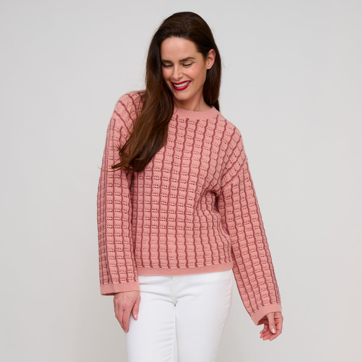 Gingham Knit Sweater Wide Sleeve Dani Sweater