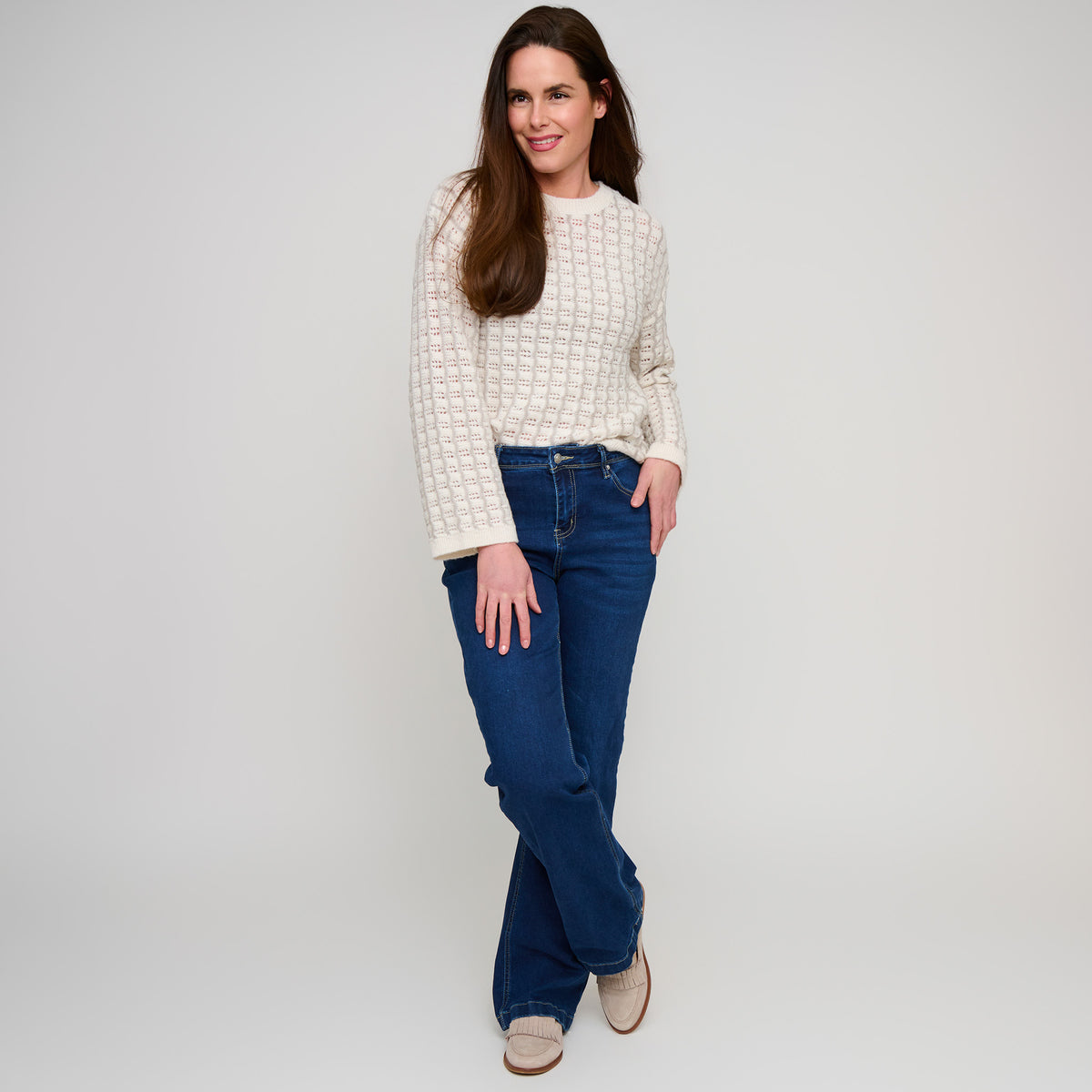Gingham Knit Sweater Wide Sleeve Dani Sweater