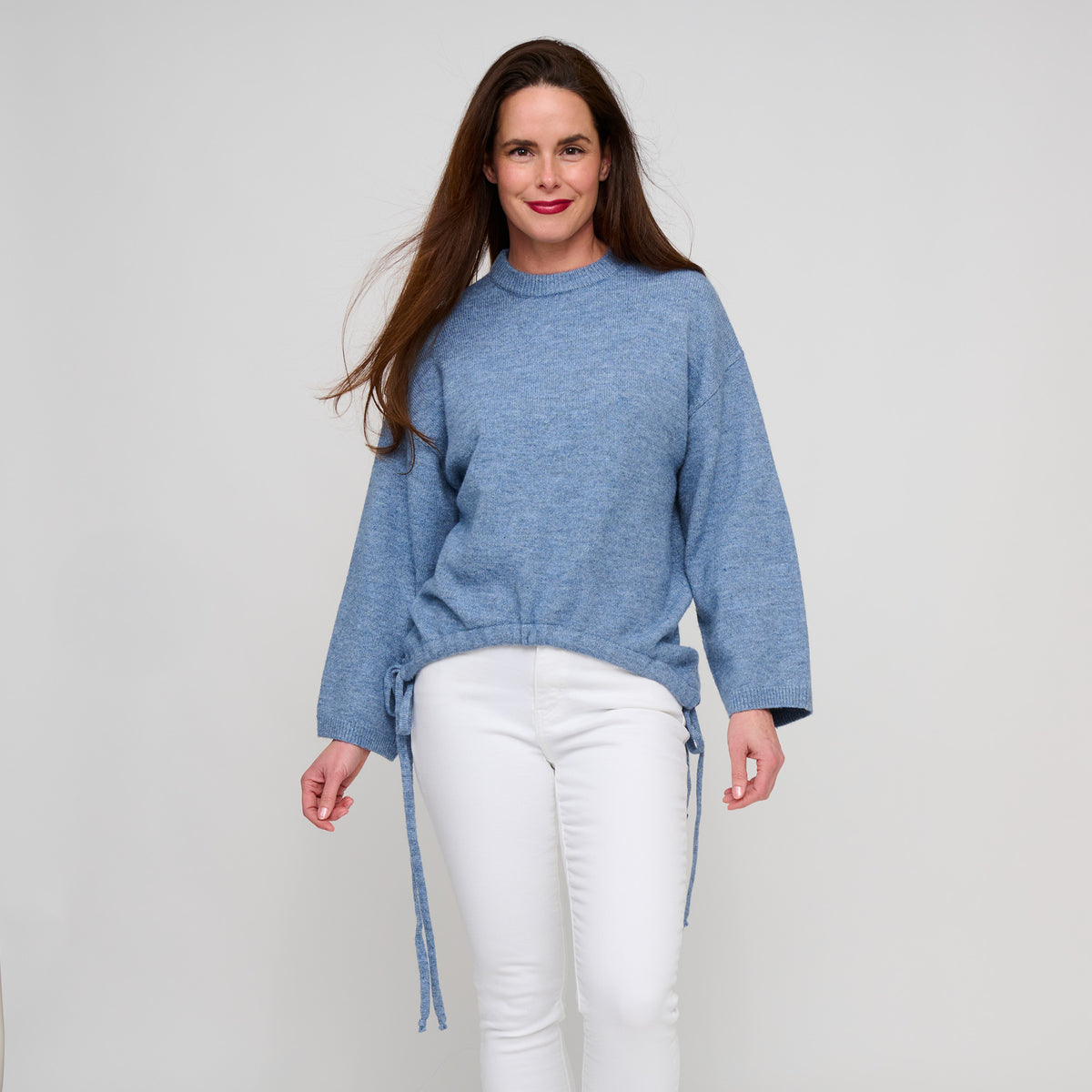 Drawstring Hem Sweater Wide Long Sleeve Sloane Sweater