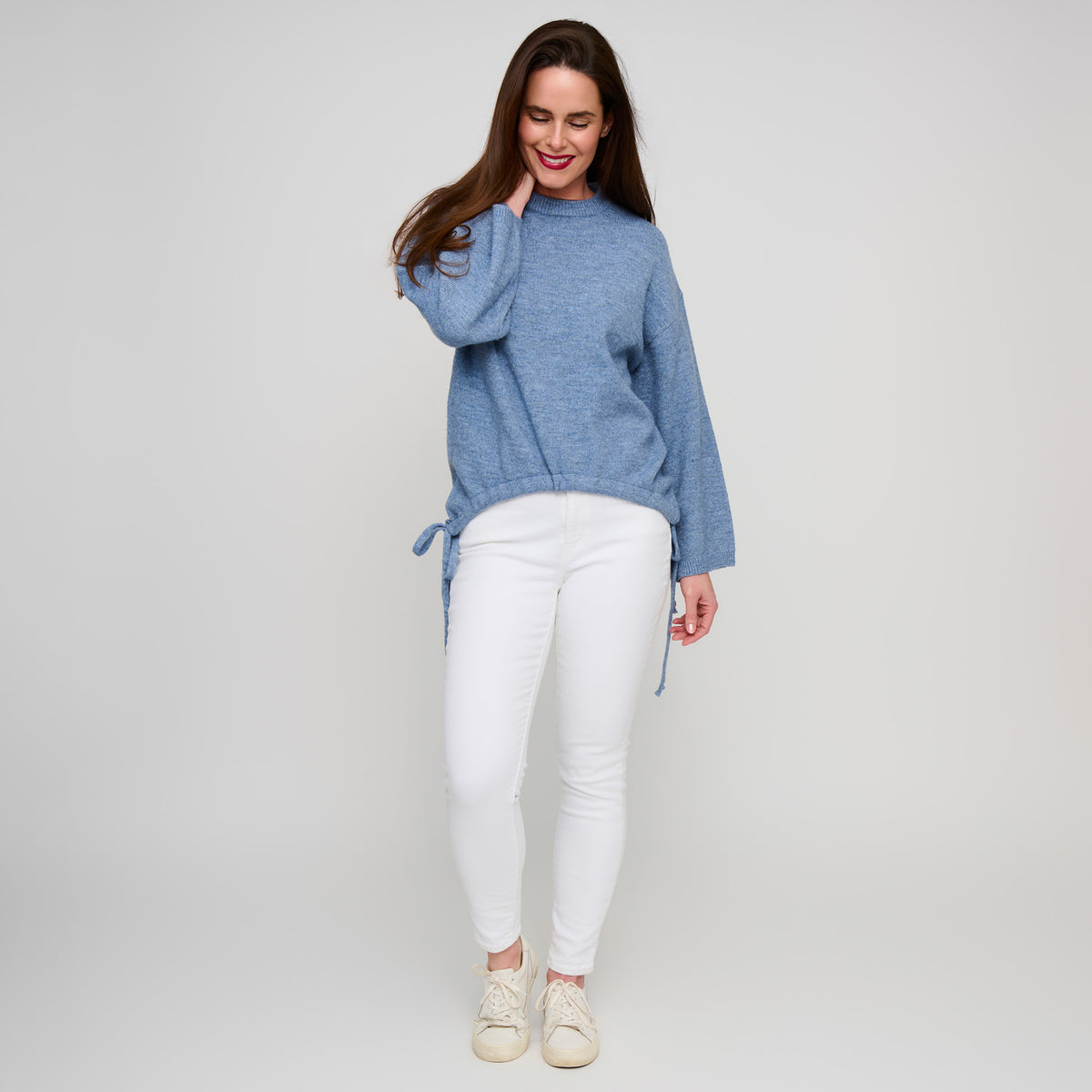 Drawstring Hem Sweater Wide Long Sleeve Sloane Sweater
