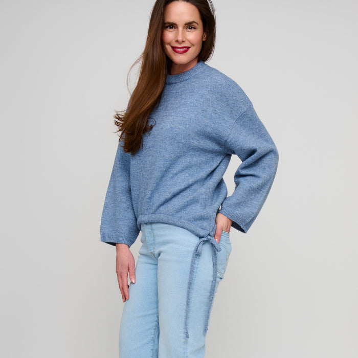 Drawstring Hem Sweater Wide Long Sleeve Sloane Sweater