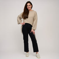 Drawstring Hem Sweater Wide Long Sleeve Sloane Sweater