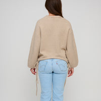 Drawstring Hem Sweater Wide Long Sleeve Sloane Sweater
