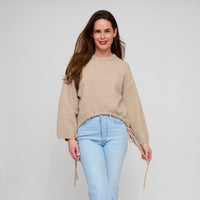 Drawstring Hem Sweater Wide Long Sleeve Sloane Sweater