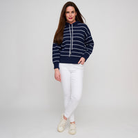 Striped Knit Hoodie Long Sleeve Cohen Sweater