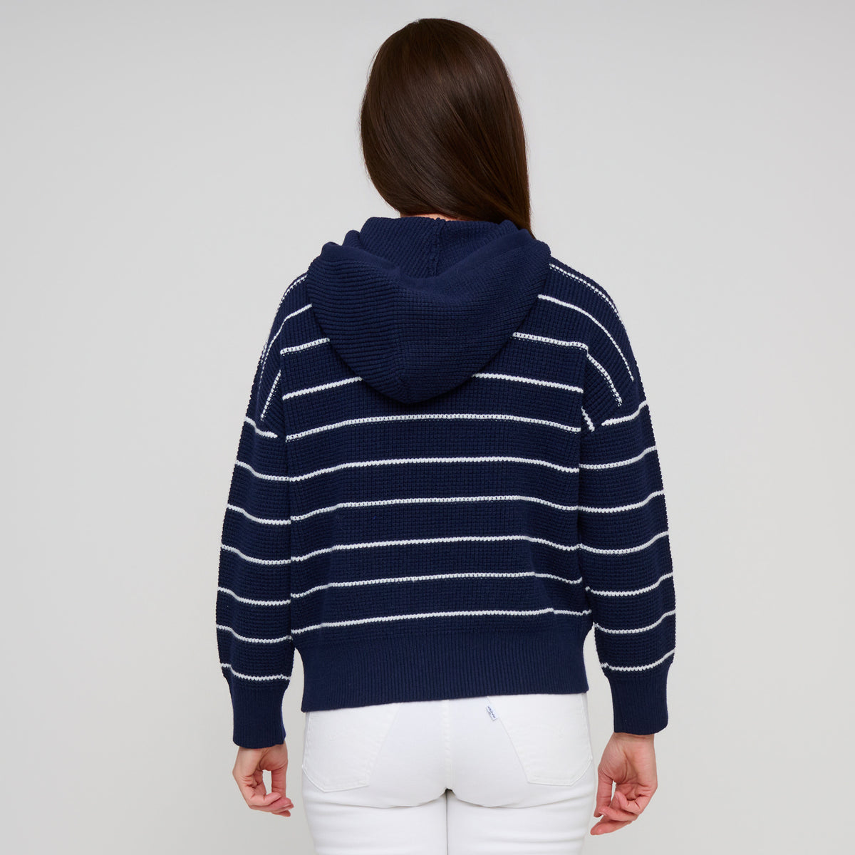 Striped Knit Hoodie Long Sleeve Cohen Sweater