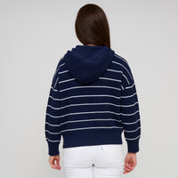 Striped Knit Hoodie Long Sleeve Cohen Sweater