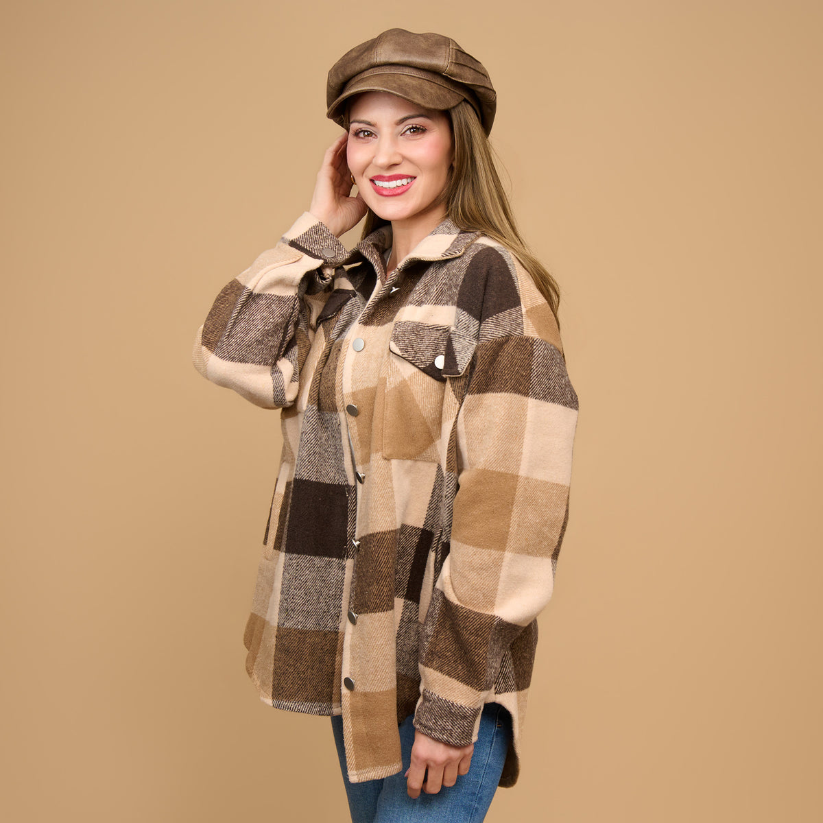 Plaid Flannel Shacket Long Sleeve Lennie Button Front Jacket