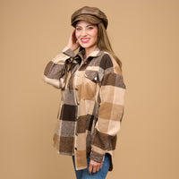 Plaid Flannel Shacket Long Sleeve Lennie Button Front Jacket
