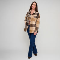 Plaid Flannel Shacket Long Sleeve Lennie Button Front Jacket