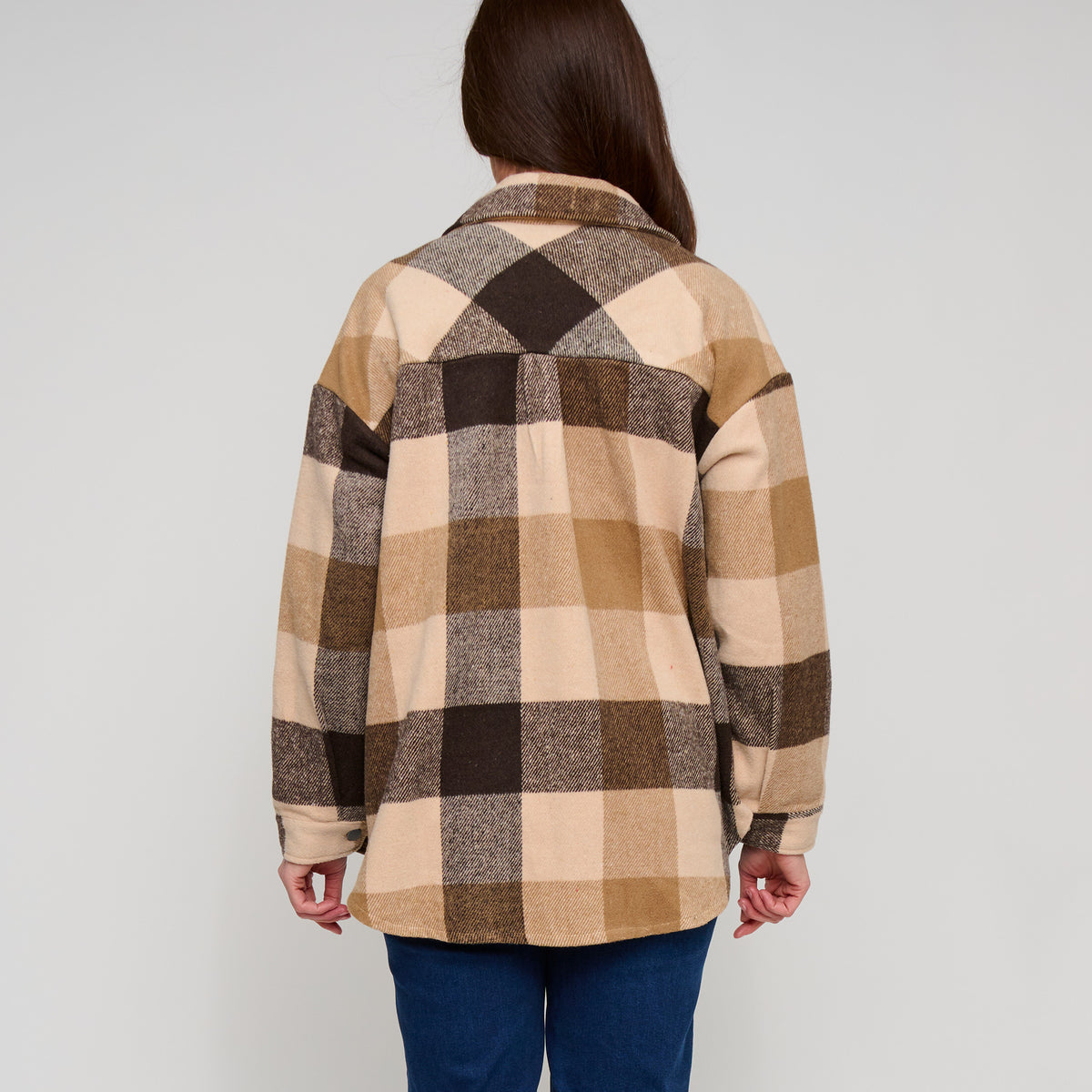 Plaid Flannel Shacket Long Sleeve Lennie Button Front Jacket