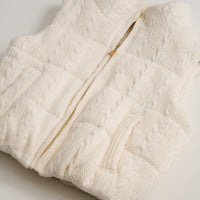 Cable Knit Puffer Vest Claire Zip Front Vest
