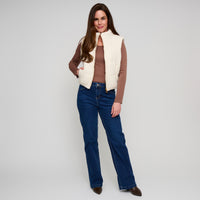 Cable Knit Puffer Vest Claire Zip Front Vest