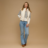 Cable Knit Puffer Vest Claire Zip Front Vest