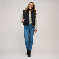 Cable Knit Puffer Vest Claire Zip Front Vest