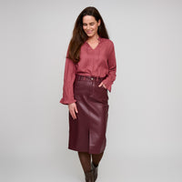 Vegan Leather Midi Skirt Corinne Skirt