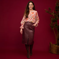Vegan Leather Midi Skirt Corinne Skirt