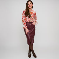 Vegan Leather Midi Skirt Corinne Skirt