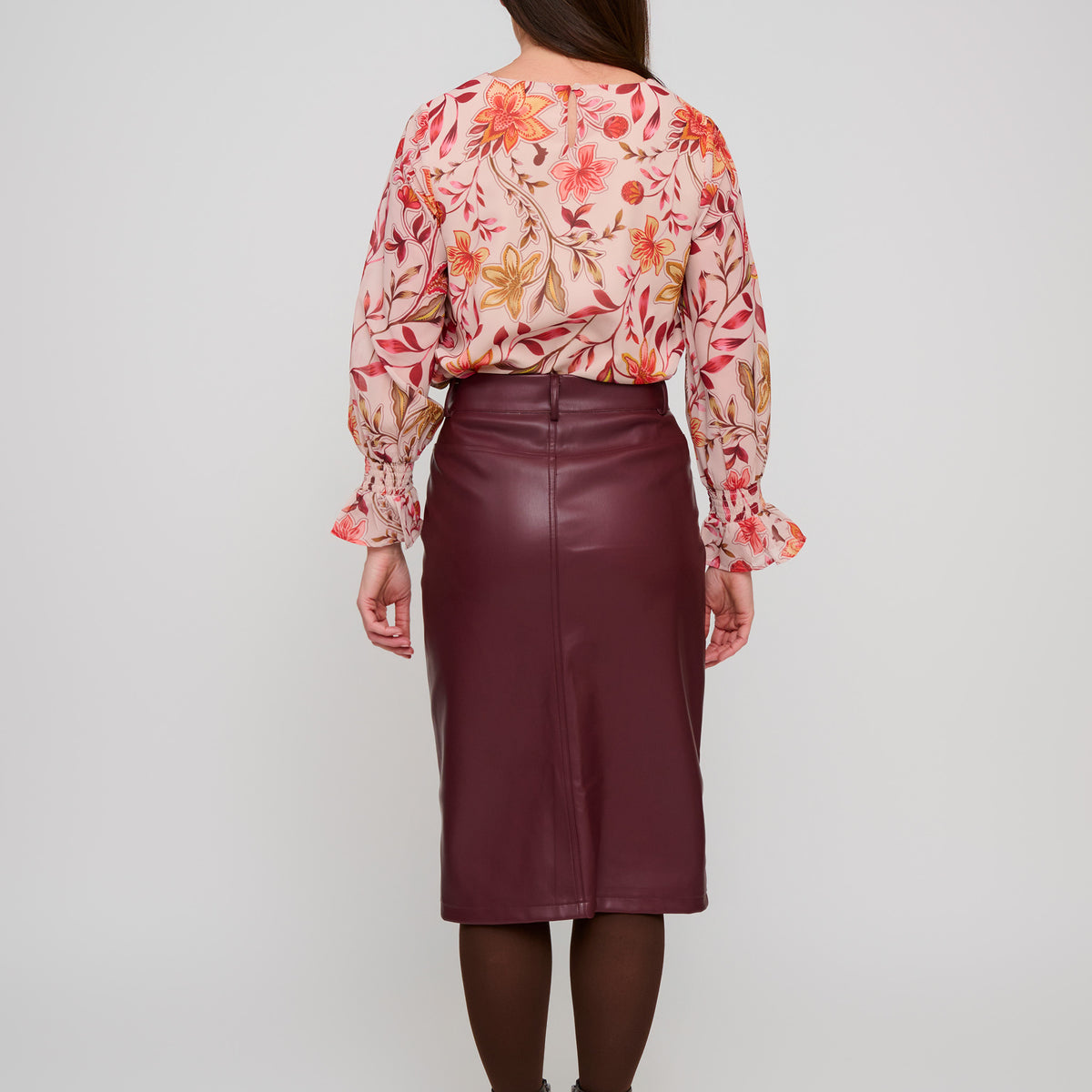 Vegan Leather Midi Skirt Corinne Skirt