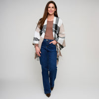 Plaid Wrap Open Front Fringe One Size Alora Shawl
