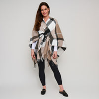 Plaid Wrap Open Front Fringe One Size Alora Shawl