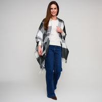 Plaid Wrap Open Front Fringe One Size Alora Shawl
