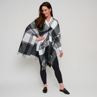 Plaid Wrap Open Front Fringe One Size Alora Shawl