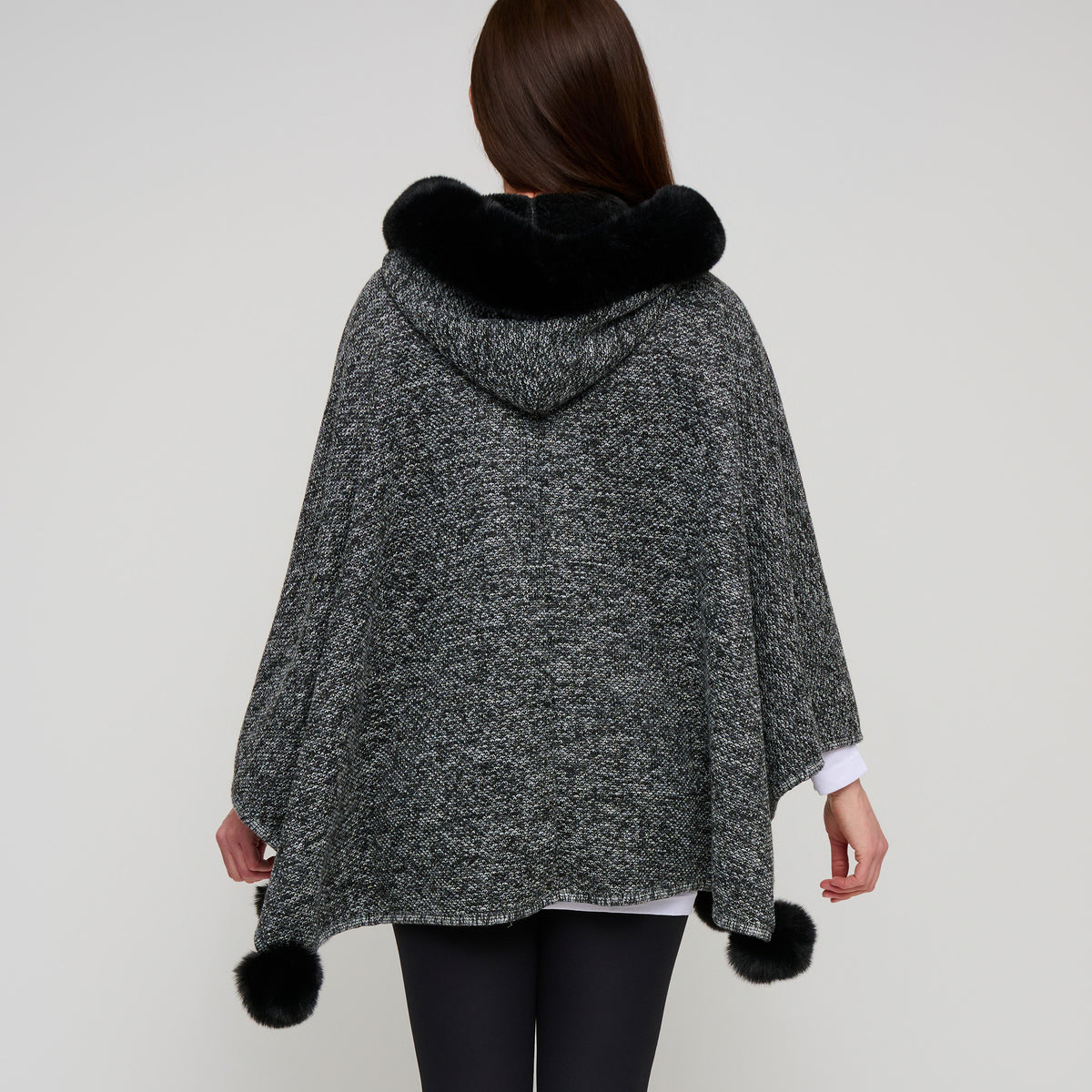 Hooded Poncho Faux Fur Lined One Size Juliette Wrap