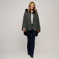 Hooded Poncho Faux Fur Lined One Size Juliette Wrap