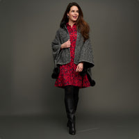 Hooded Poncho Faux Fur Lined One Size Juliette Wrap