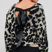 Leopard Sweater Tie Back Fuzzy Taylor Sweater