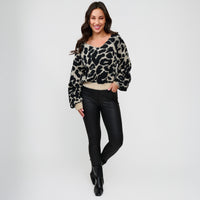 Leopard Sweater Tie Back Fuzzy Taylor Sweater