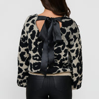 Leopard Sweater Tie Back Fuzzy Taylor Sweater