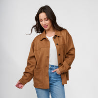 Faux Suede Jacket Button Front Avalon Jacket