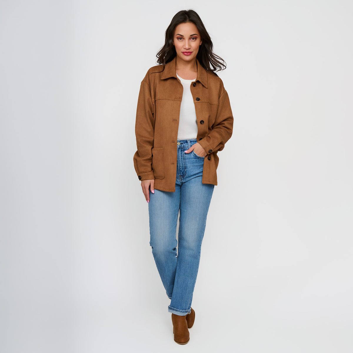 Faux Suede Jacket Button Front Avalon Jacket