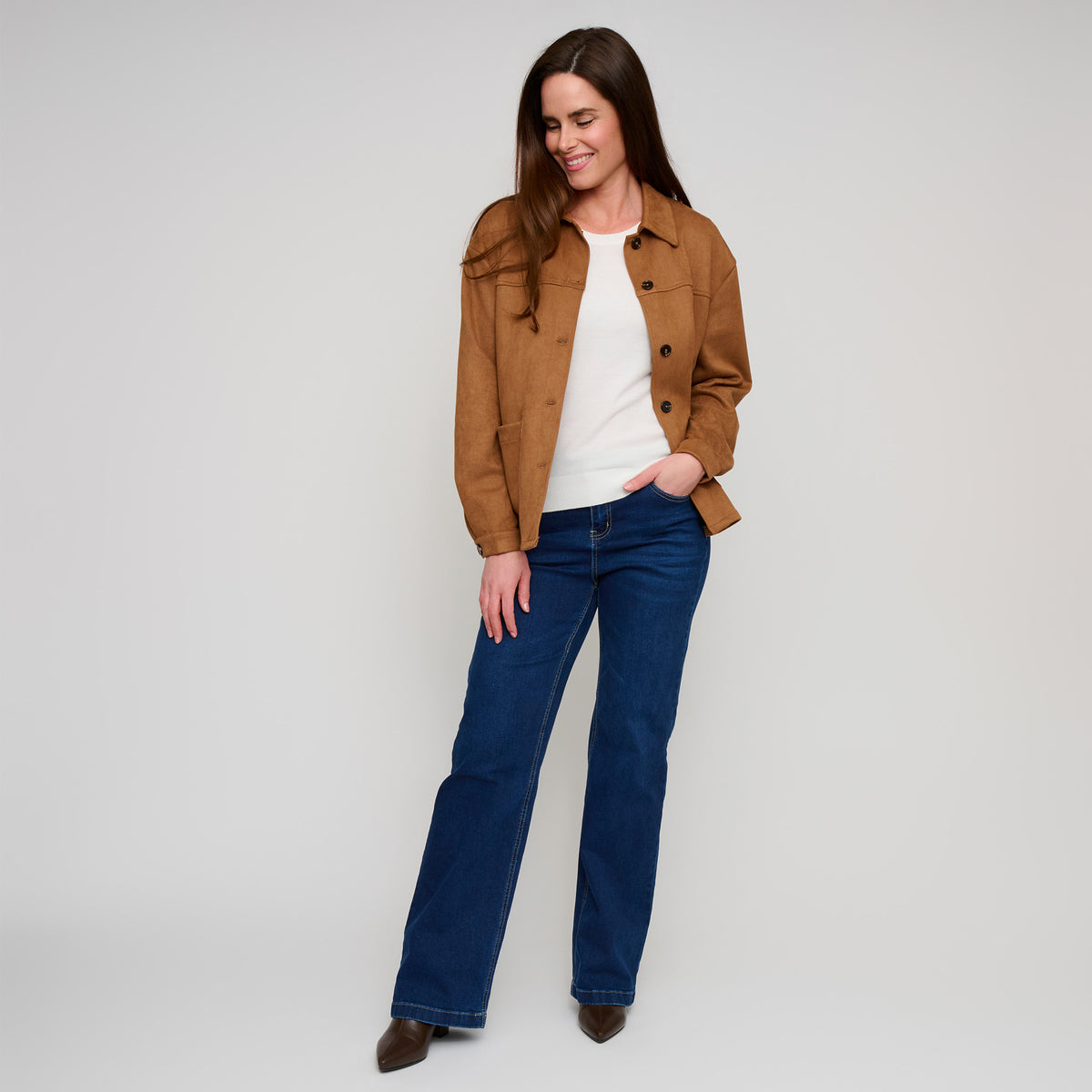 Faux Suede Jacket Button Front Avalon Jacket