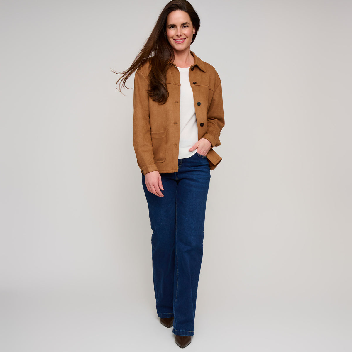 Faux Suede Jacket Button Front Avalon Jacket