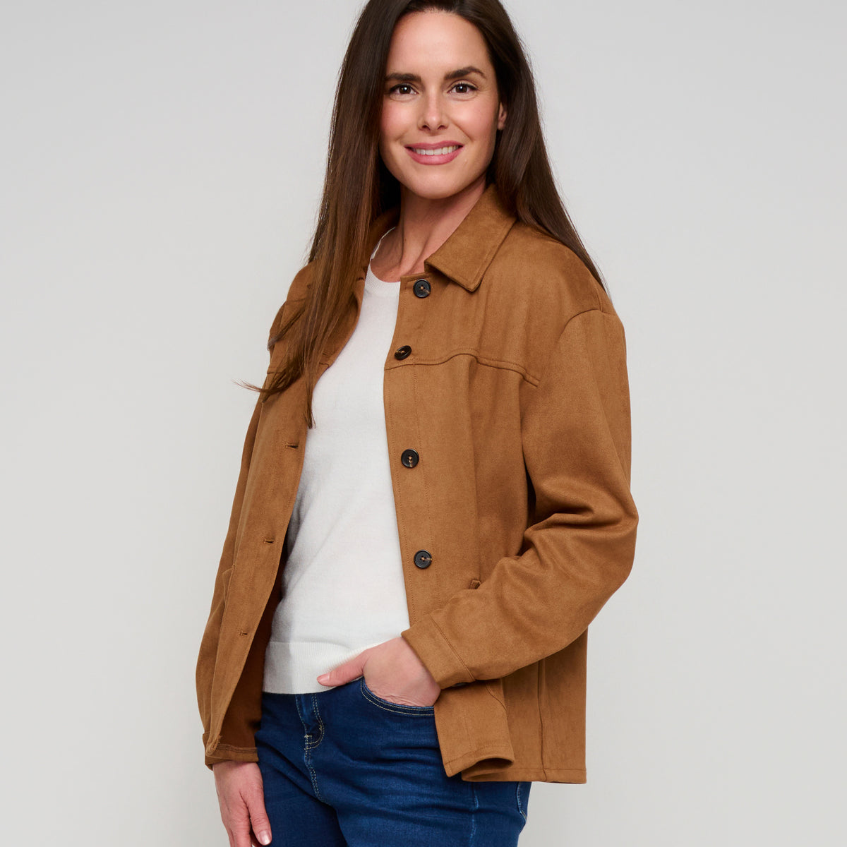 Faux Suede Jacket Button Front Avalon Jacket