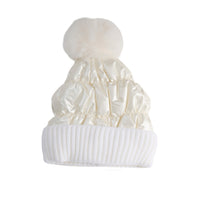 Winter Hat Pom Beanie Metallic Puffer Bianca