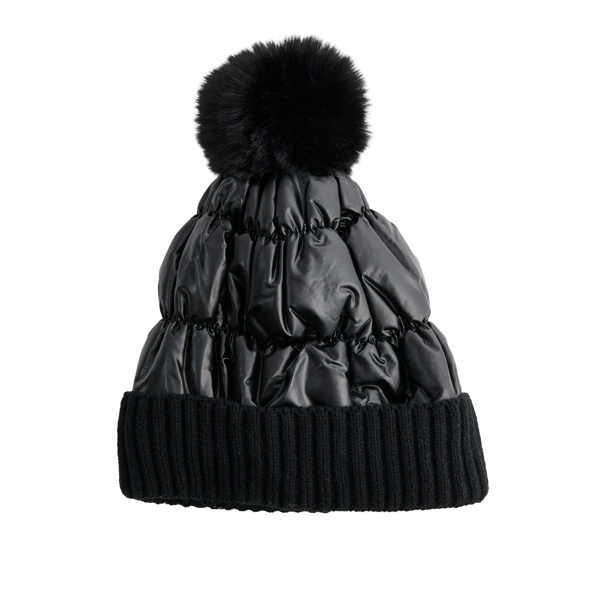 Winter Hat Pom Beanie Metallic Puffer Bianca